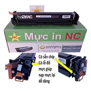 Hộp mực màu đen HP 206A, W2110A, HP Color M255nw, M255dw, M283fdn, M283fdw (Có chíp)